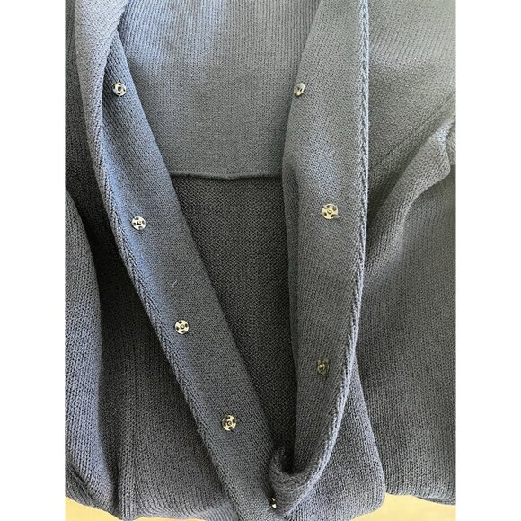 St. John Evening Marie Gray size 8 blue jacket white embroidery & crystals - Picture 9 of 11